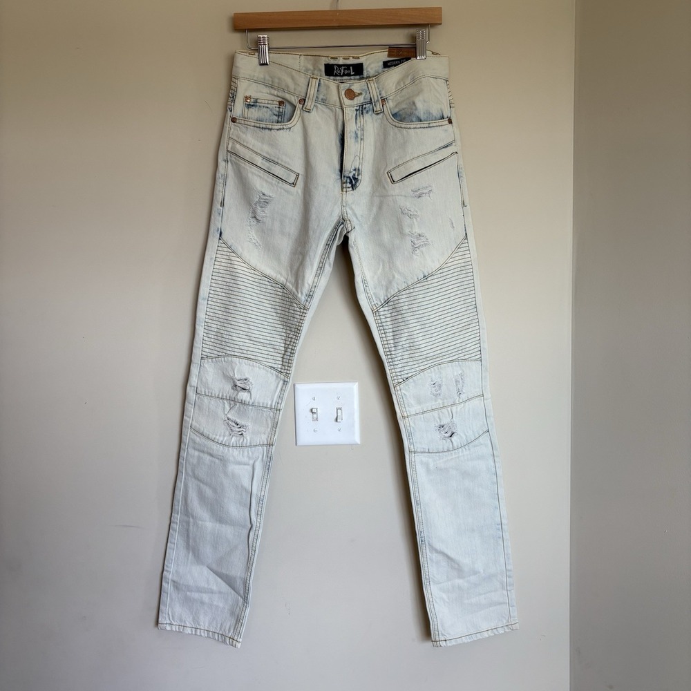 ReFuel Men's 30x32‎ Modern Fit Denim Jeans Light Wash Accents